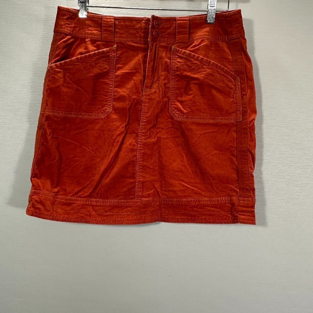Sahalie Skirt Womens  8 Orange Corduroy Cotton Stretch Pencil Zip Fly Pockets